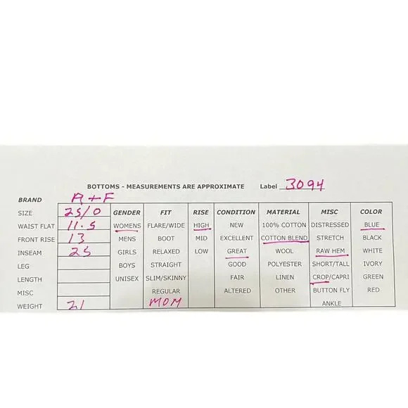 Abercrombie & Fitch Mom Jeans Belted Paper Bag Waist High Rise Womens Size 25/0 - Picture 12 of 12